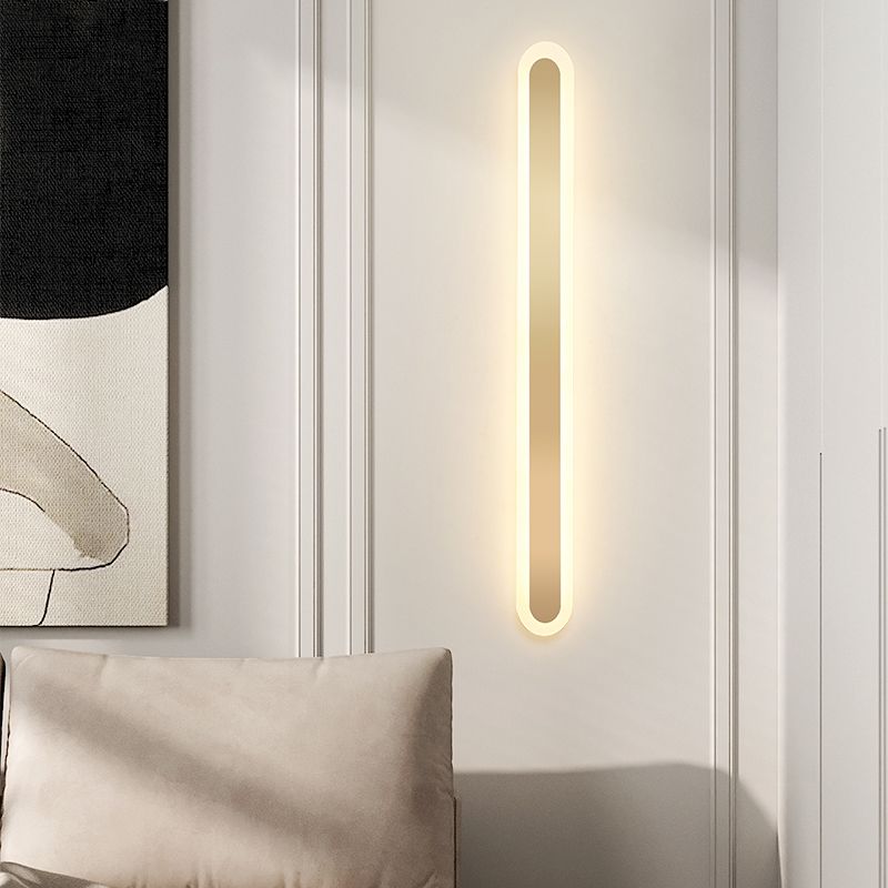 Linear Shape Metal Wall Light Modern Style 1-Light Wall Mounted Light Fixture in Gold