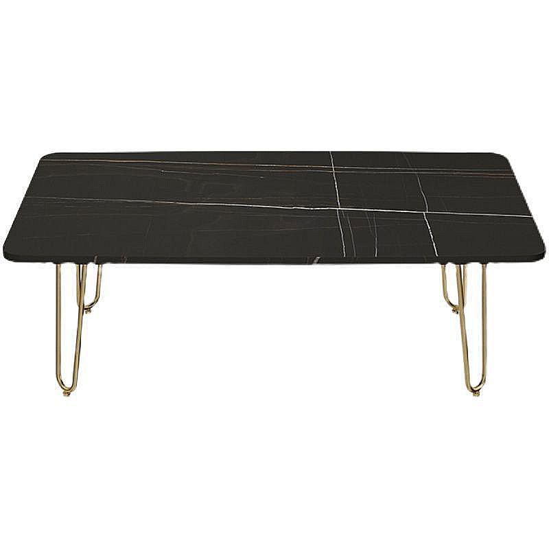 Glam Cocktail Table 4 Legs Slate Rectangular Single Coffee Table