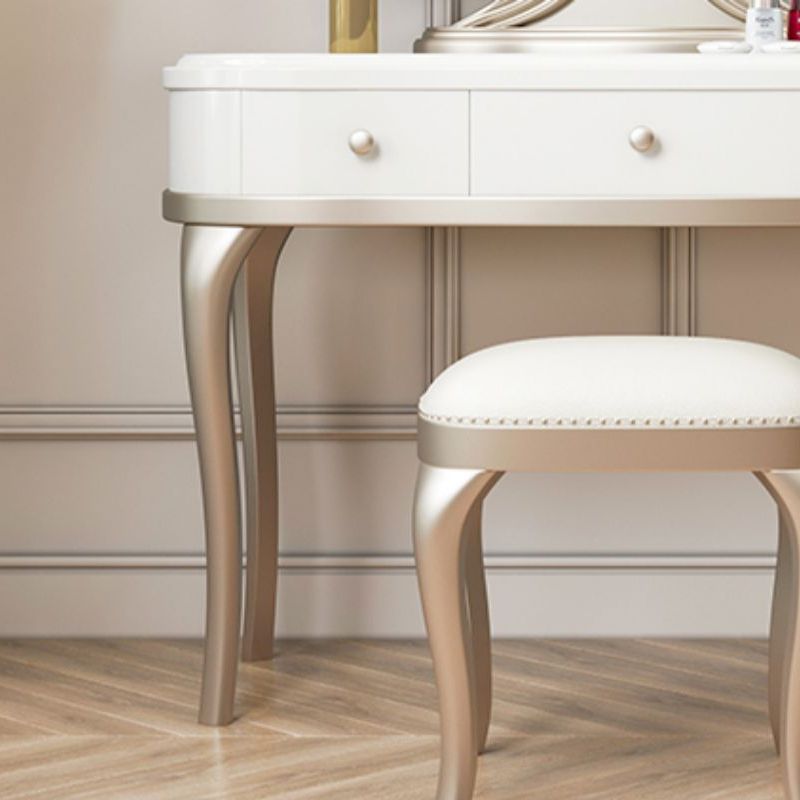 Victorian Storage Makeup Vanity Desk Bedroom Dressing Table Stool Set with 3 Drawers