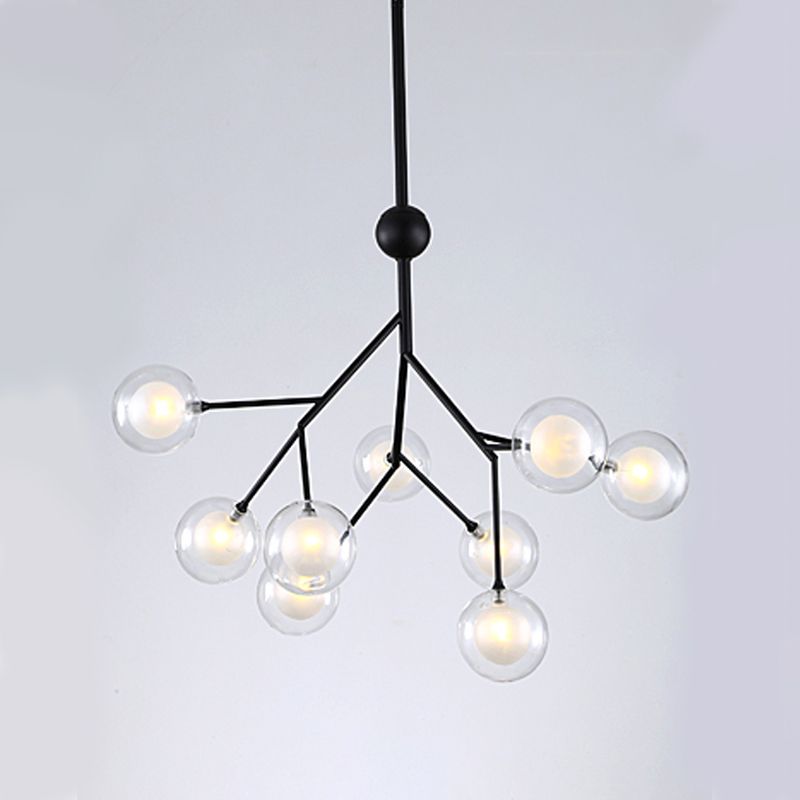 Simplicity LED Chandelier Lamp Bubble Pendant Lighting with Dual Glass Shade for Living Room
