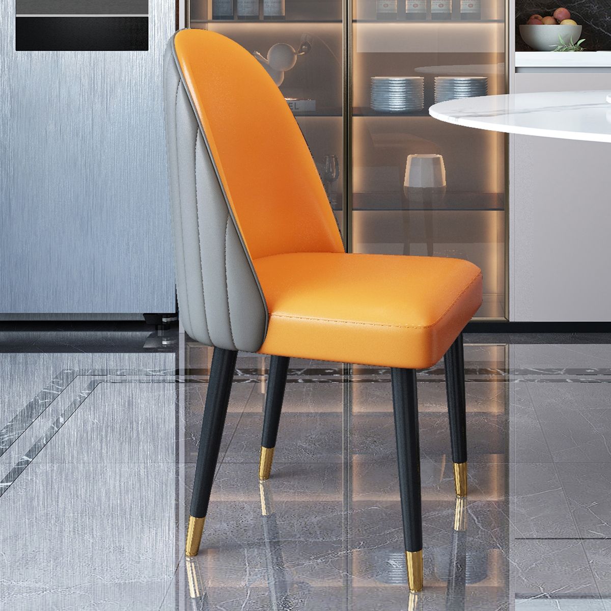 Noordse stijl lederen eetkamerstoel thuiszijde Parsons stoel voor keuken