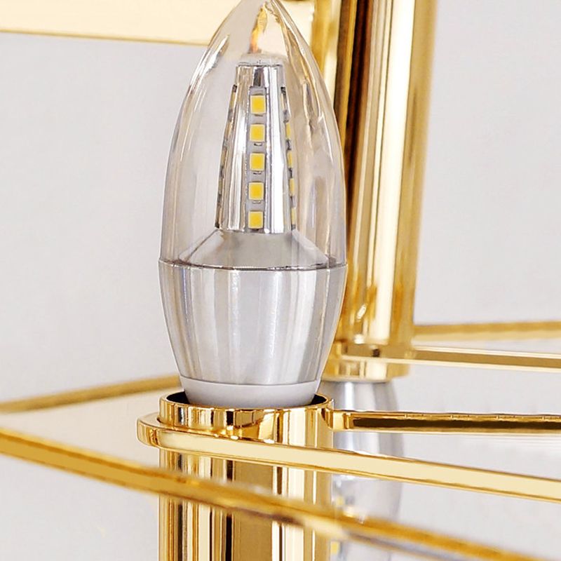 Metal Frame Hanging Light Kit Modern 8/10 Lights Gold Chandelier Light Fixture, 23.5"/31.5" Wide