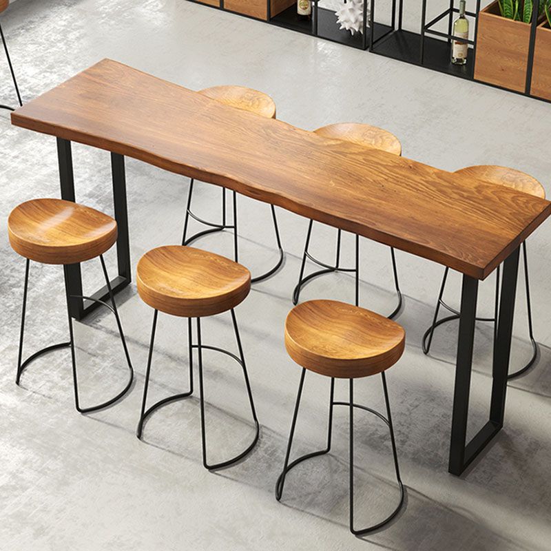Contemporary Solid Wood Matte Finish Barstool Footrest Backless Stool