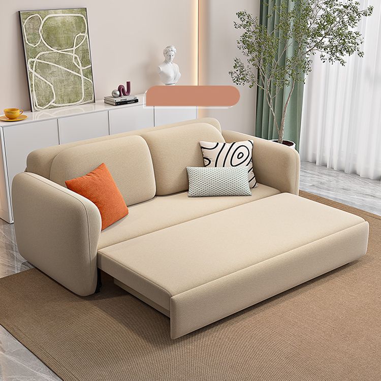 Beige Velvet Sleeper Sofa 31.49" Wide Scandinavian Sofa Bed with Upholstered