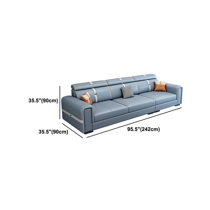 Scandinavian Light Blue Sofa/Sectional with Square Arm for Living Room