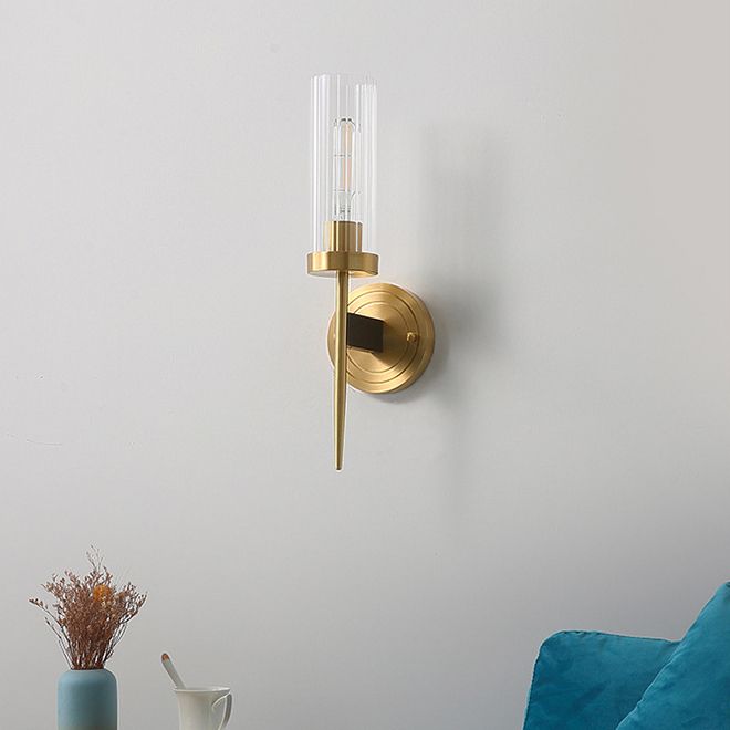 Cylindrical Clear Glass Wall Lighting Fixtures Modern Wall Mounted Light Fixture for Bedroom