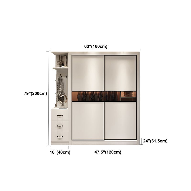 White Contemporary Wardrobe Cabinet Wooden Wardrobe Armoire for Home