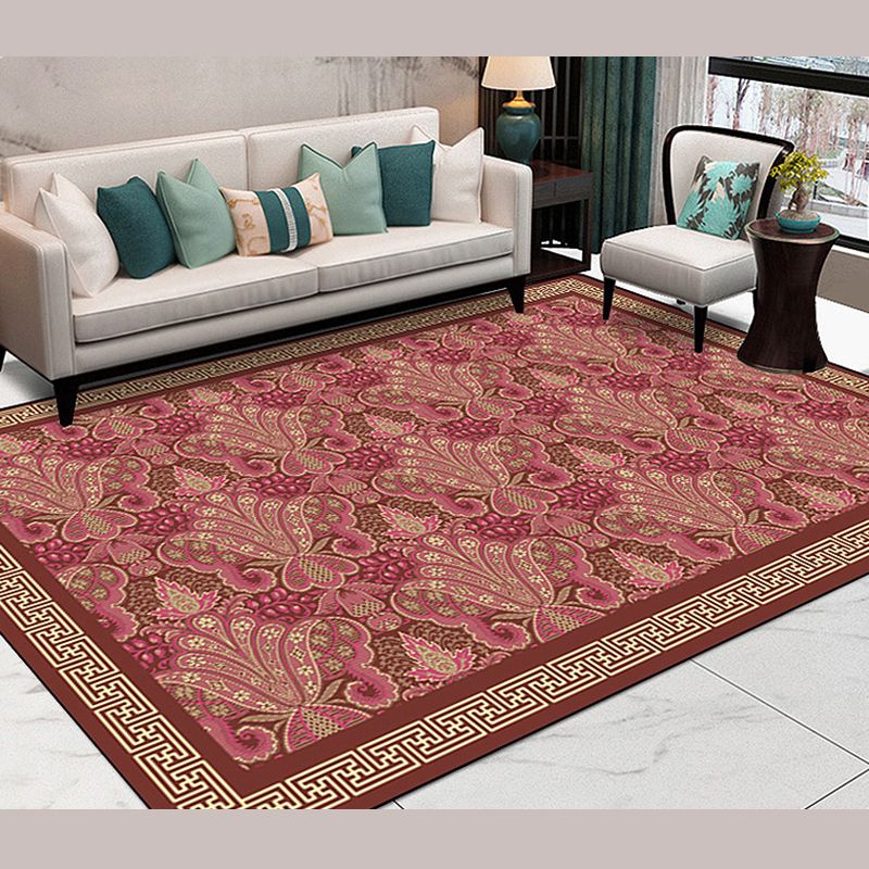 Fancy Traditonal Area Rug Antique Pattern Polyester Rug Stain Resistant Area Carpet for Home Decor