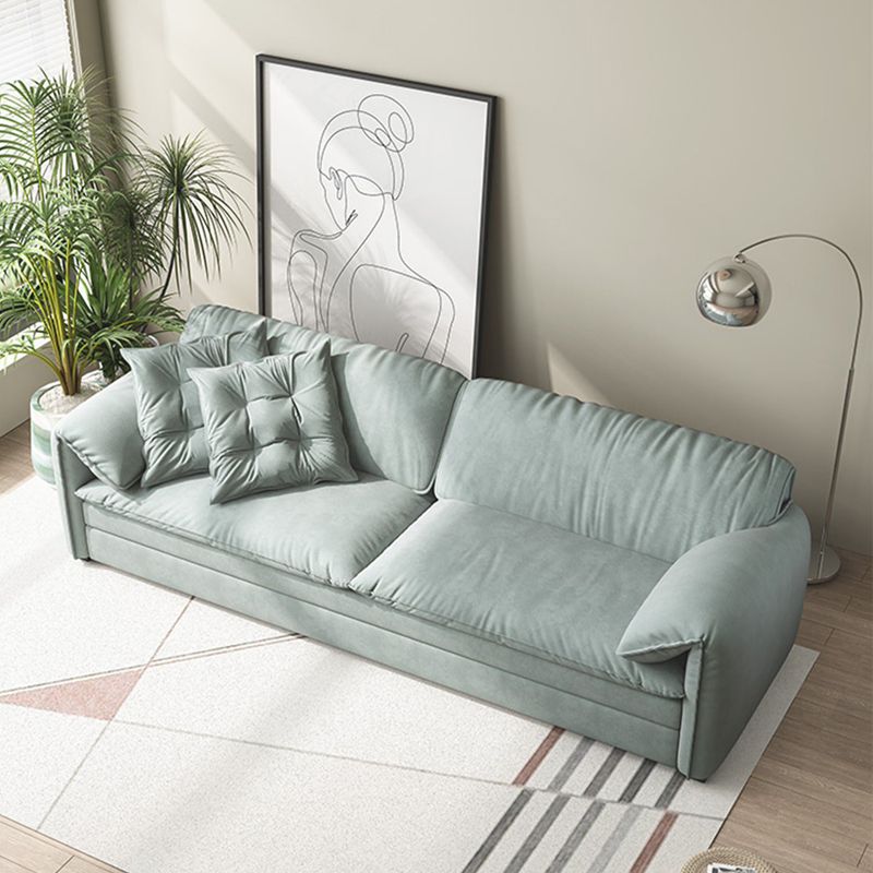 Nordic Upholstered Sleeper Sofa Pillow Top Arm Sofa Bed in Green