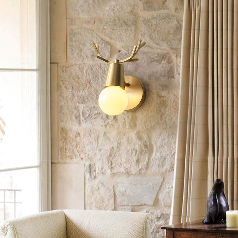 Contemporary Single Golden Wall Mounted Sconce Unique Metal Wall Light