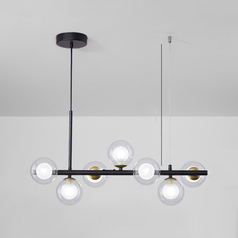 Moderne Insel Leichtes Multi-Head-Restaurant Hängende Lampe mit Globe Glass Shade
