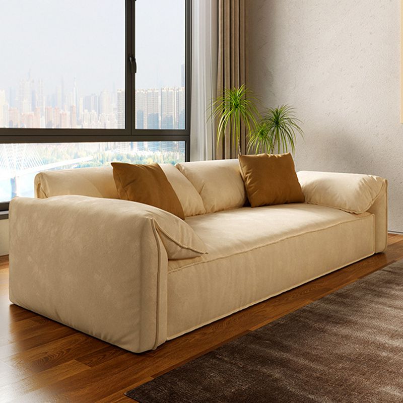 Ivory Faux Leather Sofa Wear-resistant Sewn Pillow Back Sofa
