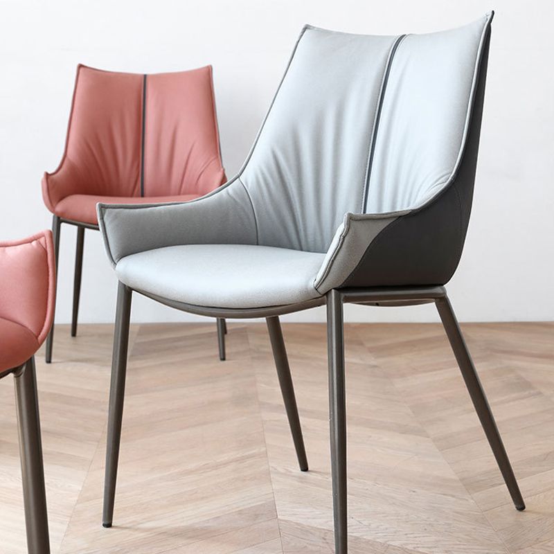 Contemporary Faux Leather Dining Chairs Arm Side Chairs with Metal Legs for Kitchen
