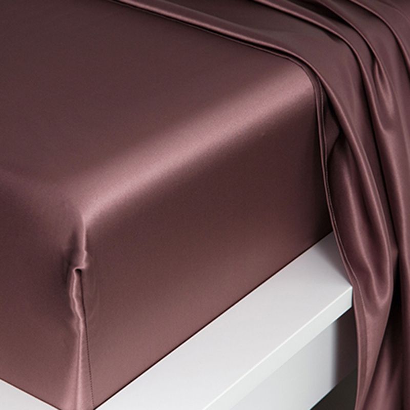 Solid Color Non-Pilling Fitted Sheet Mulberry Silk Breathable Fitted Sheet