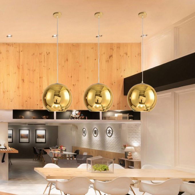 Bulbe simple de style moderne suspendu léger miroir à miroir en verre pendant à la teinte pour salle à manger de chambre à coucher