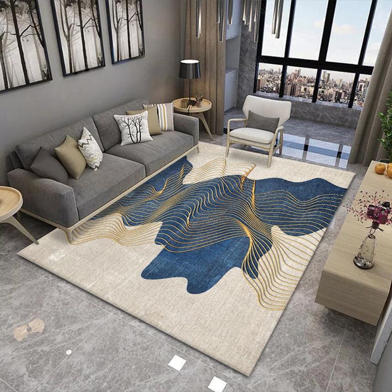 Modern Area Carpet Abstract Pattern Carpet Polyester Living Room Rug with Non-Slip Backing