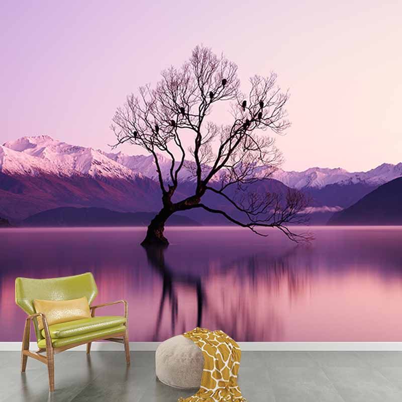 Setting Sun Resistant Mural Wallpaper Environment Friendly Sleeping Room Wall Mural