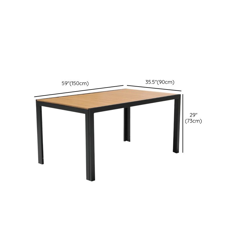 Farmhouse Style Dining Table Wooden and Metal Rectangle Shape Water Resistant Table