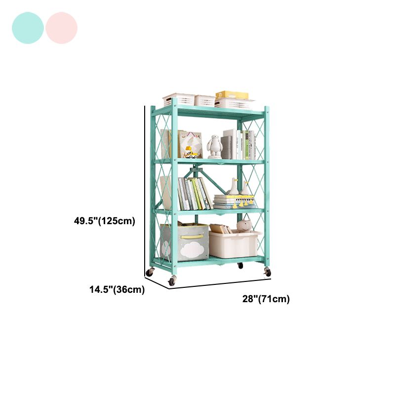 Nordic Foldable Metal Storage Bookshelf Rectangle Movable Open Bookcase