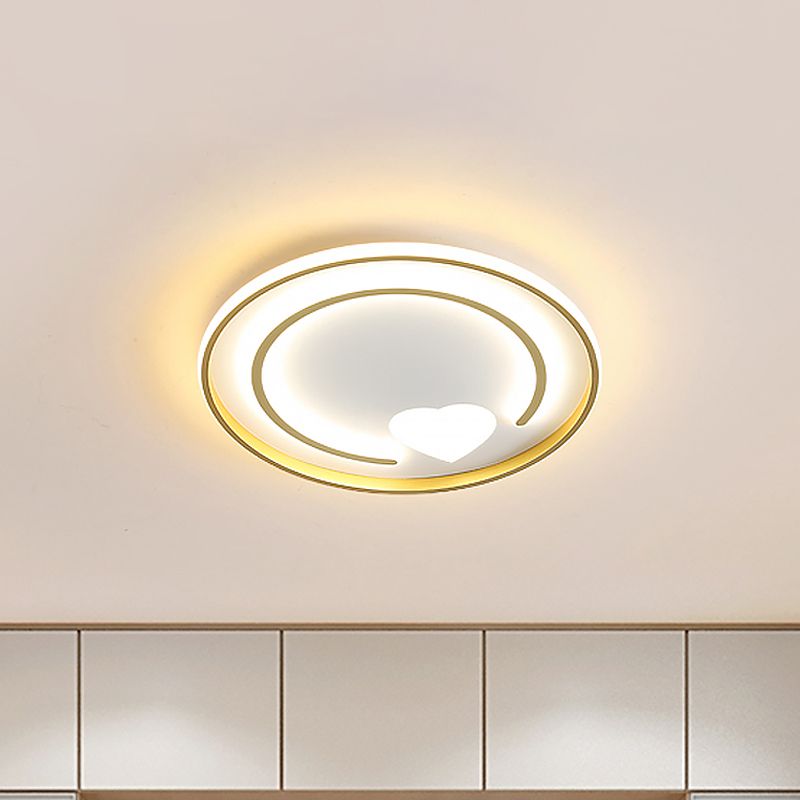 Circle and Heart Flush Mount Lighting Modernist Acrylic Gold Ceiling Light Fixture