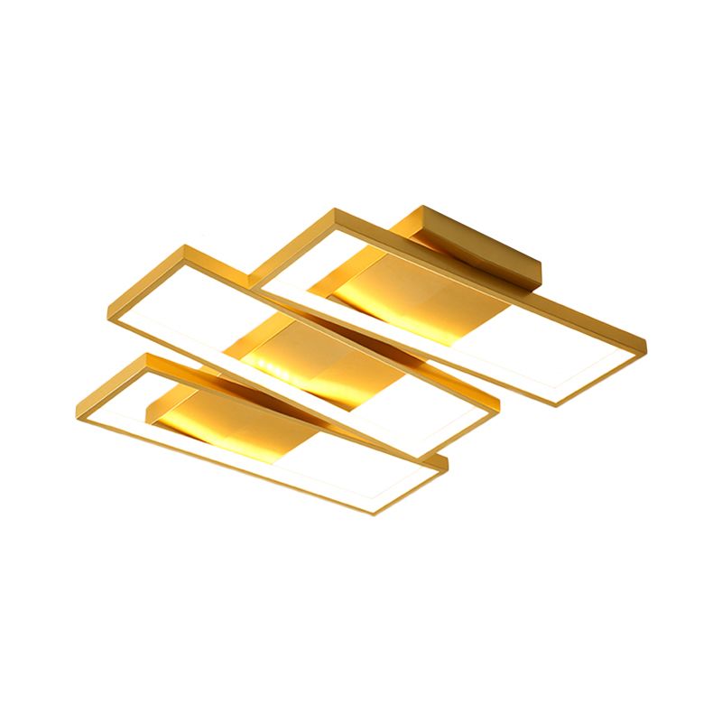 Modern 16.5"/20.5" W LED Flush Ceiling Light Fixture Gold Rectangle Flushmount Lighting with Acrylic Shade