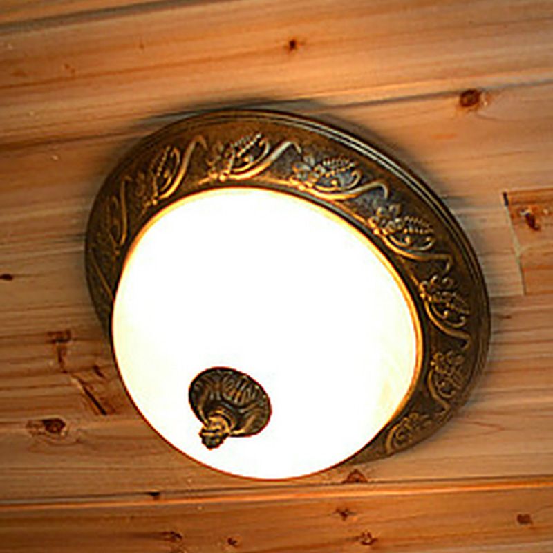 Plafonniers traditionnels à montage encastré, plafonnier simple avec abat-jour en verre