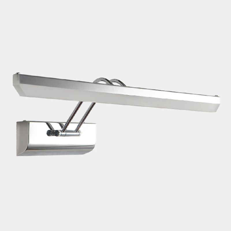 Luce di vanità moderna lineare Metal Mirror LED a 1 luce Light per bagno in argento