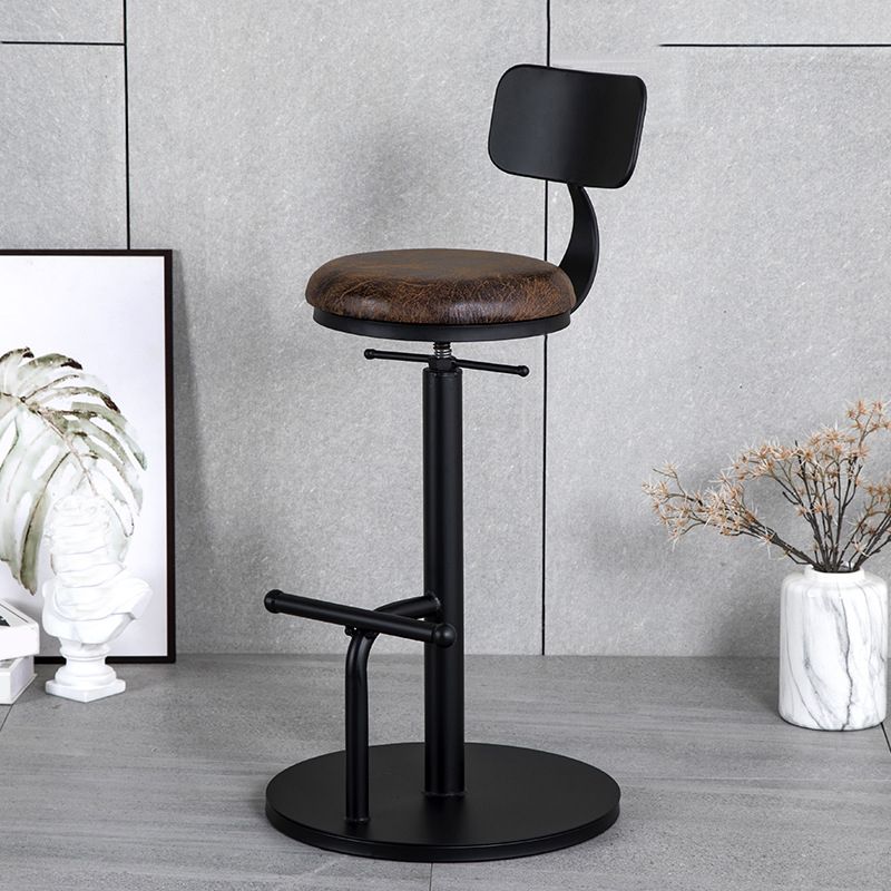 Scandinavian Metal Barstool Faux Leather Counter Stool With 4 Legs in Matte Finish