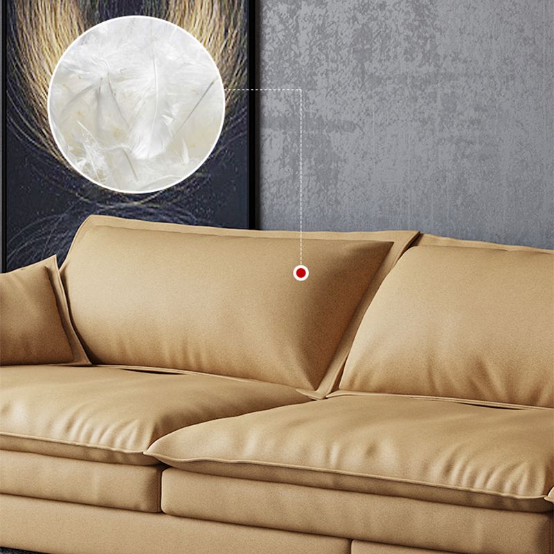 Nordic Pillow Top Arm Sofa & Chaise Faux Leather Sofa with Pillows