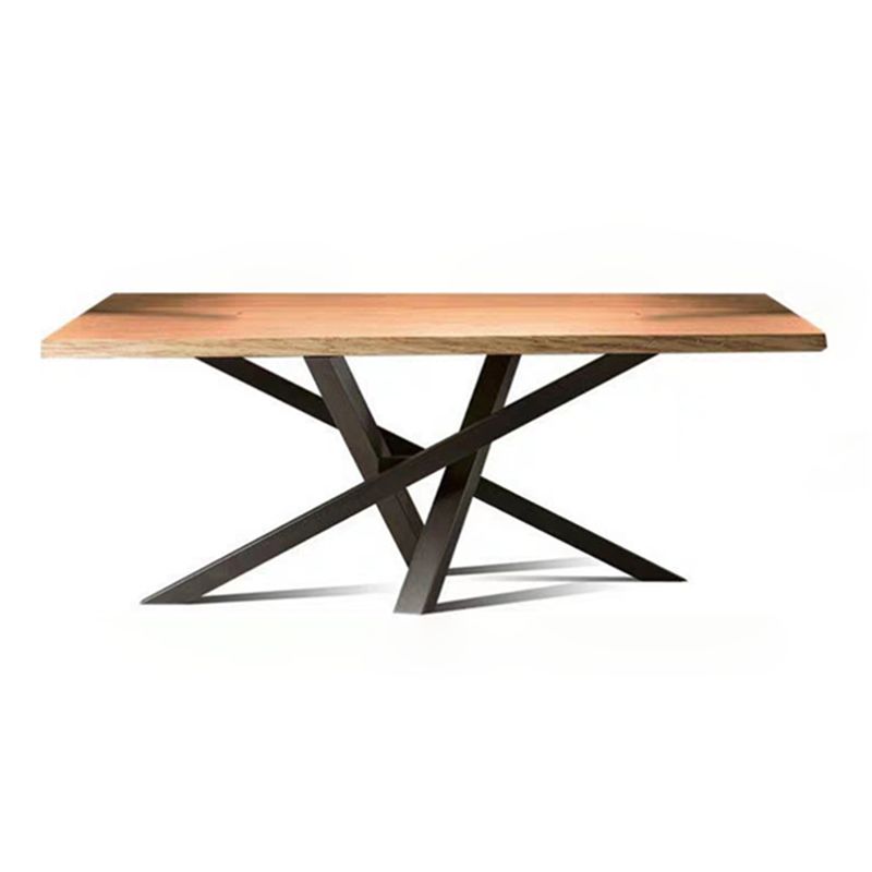 Rectangle 4 Legs Industrial Table Solid Wood Fixed Table for Restaurant