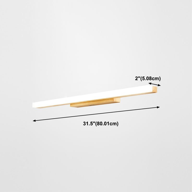 Linear Shade Wood Wall Sconce Modern Style 1 Light Mirror Wall Mount Lighting in Brown