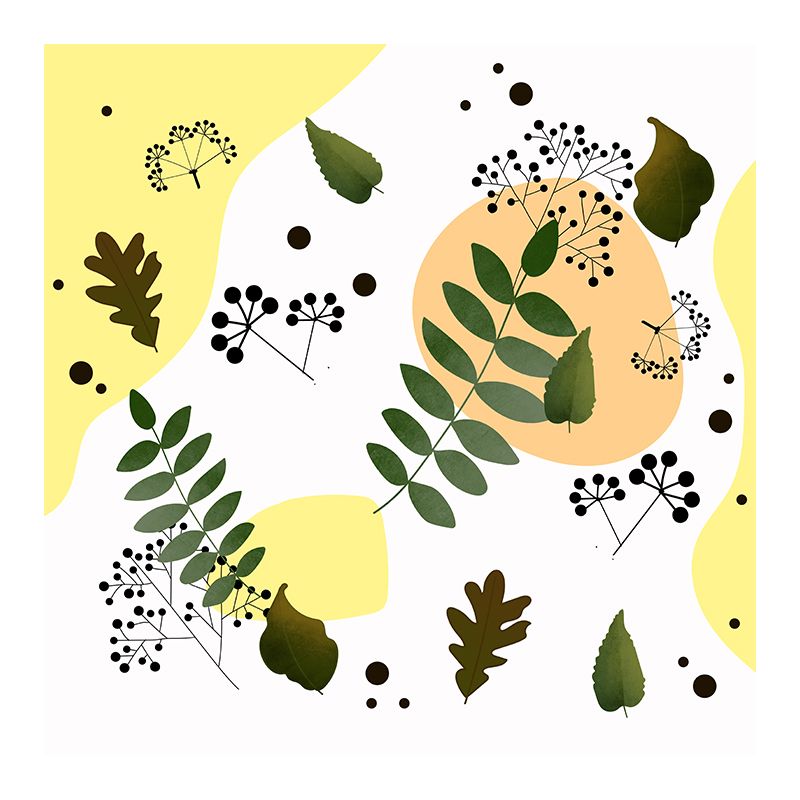 Environmental Tropical Plant Illustration Wallpaper Bedroom Wall Mural