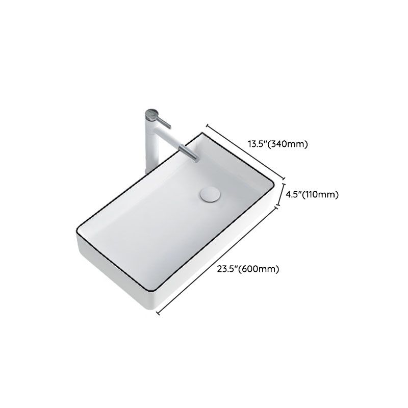 Rectangular Bathroom Sink Porcelain Trough Bathroom Sink(Not Included Faucets)