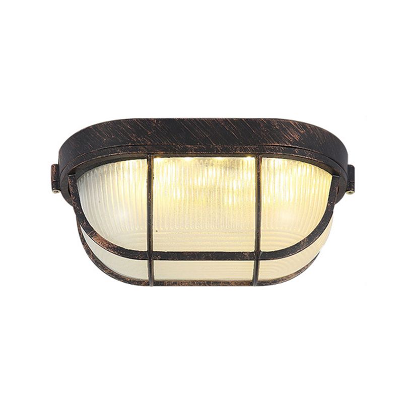 Retro Geometric Flush Mount Lamp Metallic LED Ceiling Light for Outdoor