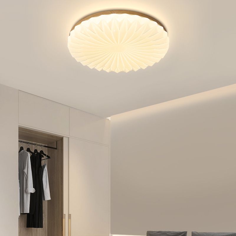 Modern Wood Flush Mount Lamp Acrylic Shade Flush Mount Ceiling Fixture for Bedroom