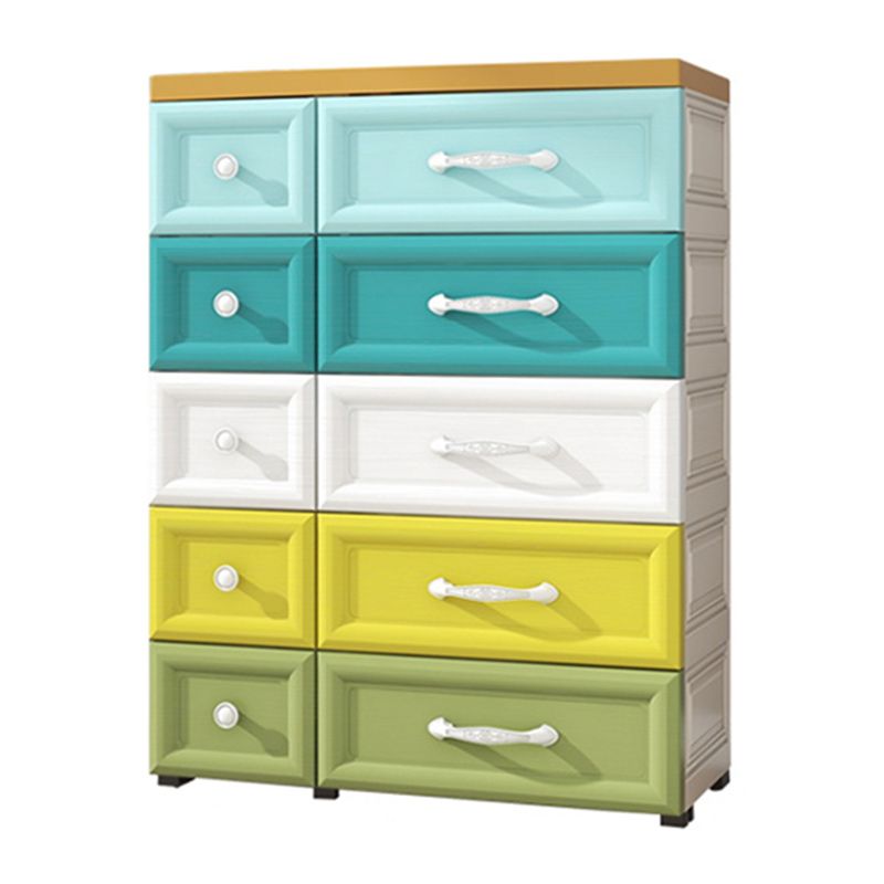 Modern Style Non-Hanging Armoire Plastic Home Cabinet with 10 Drawers
