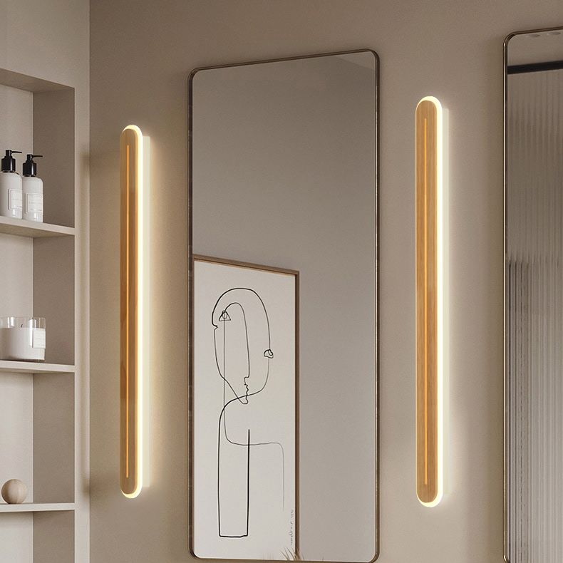 Luci da parete di vanità lineari Vintage Modern Simplicity Speccone parete in legno per bagno
