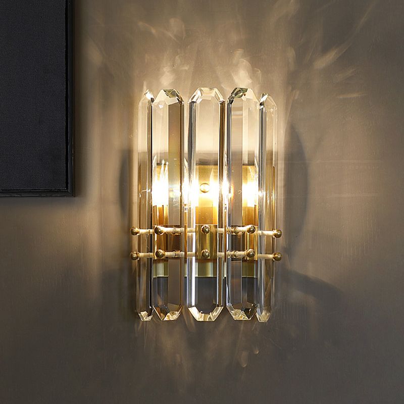 Modern Style Geometry Shape Wall Light Crystal 2 Light Sconces for Bedroom