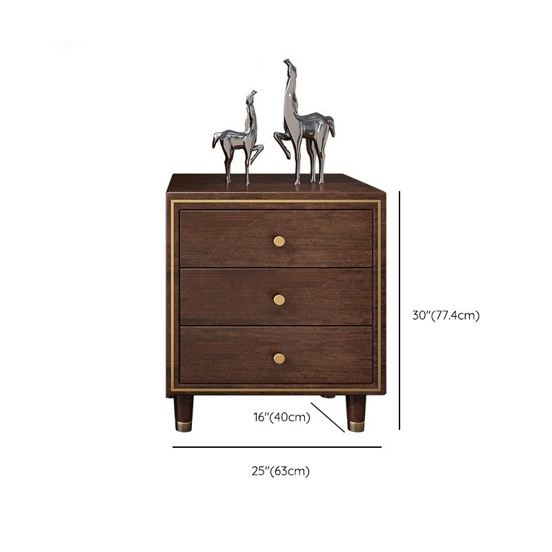 Glam Solid Wood Storage Chest Bedroom Chest in Brown with Drawers