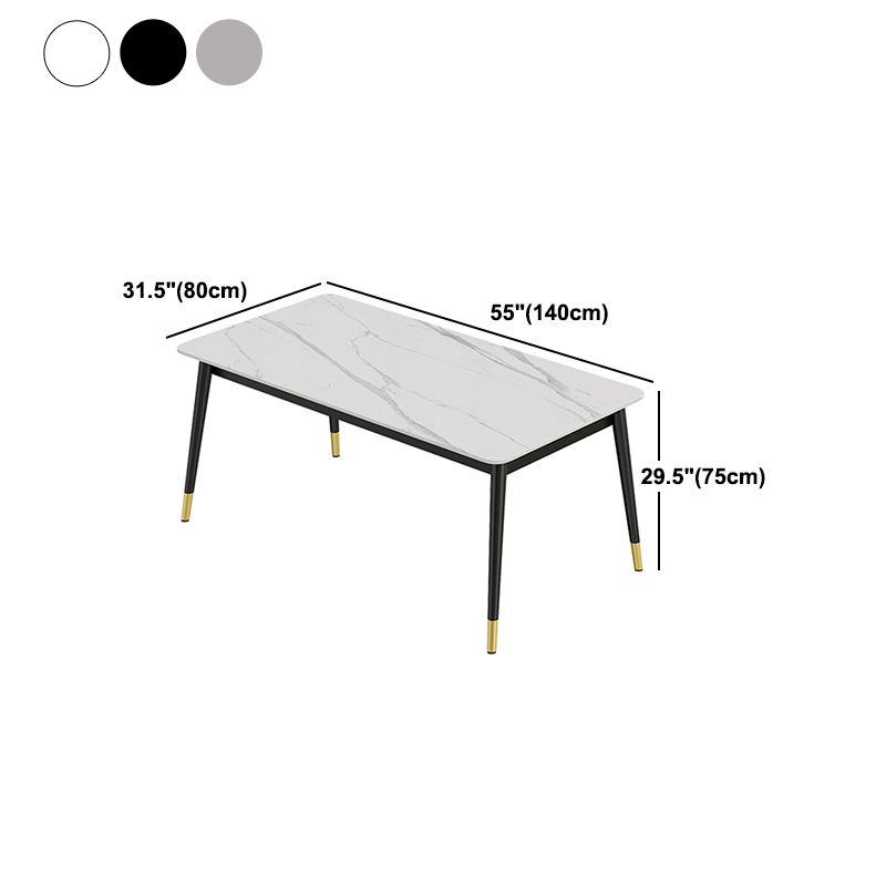 Modern Iron Dining Table Set 1/2/3/5/7 Pieces Dinette Set with Sintered Stone Top