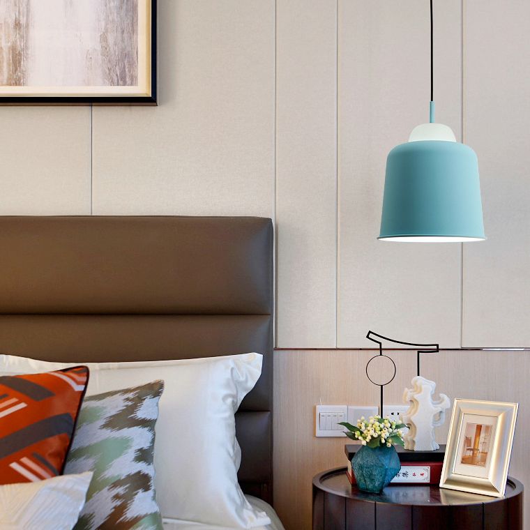 Tasse de boutique en tissu Shade Pendante Metal 1 tête Macaron Loft Hauteur Réglable Hanging Light