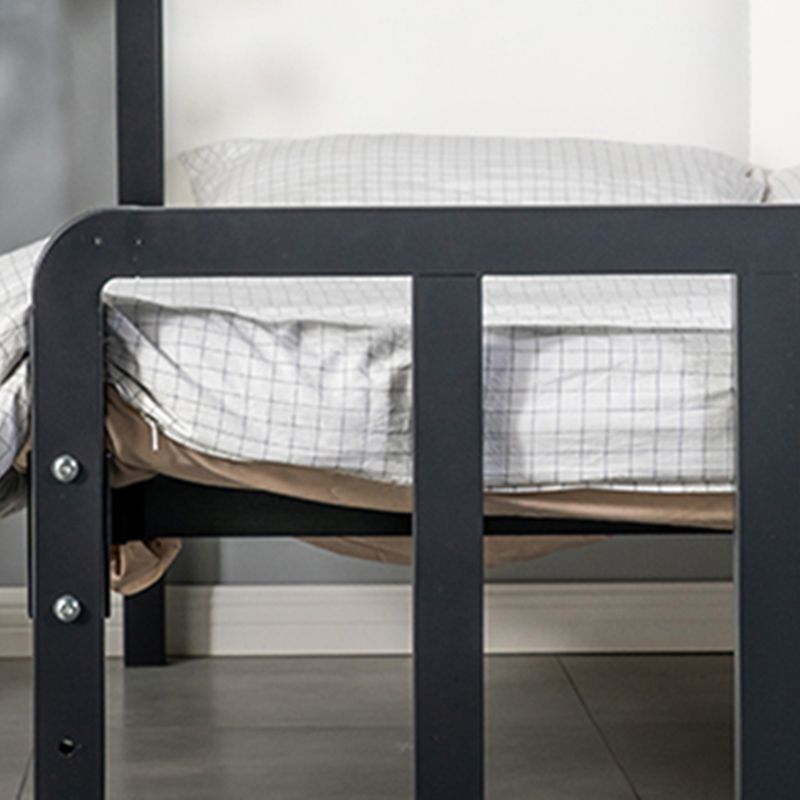 Contemporary Slat Metal Standard Bed with Rectangular Headboard