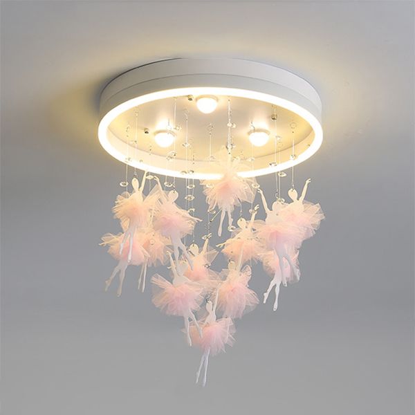 Led Ceiling Light Pink Round Acrylic Close to Ceiling Light for Kid Room