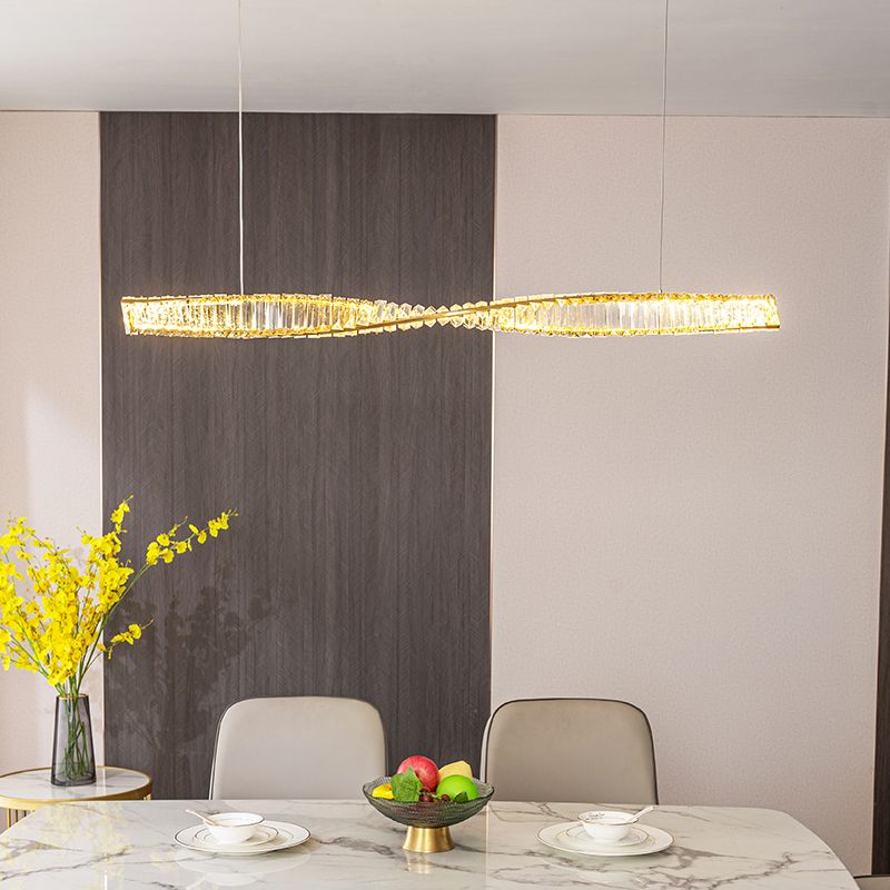 Crystal Dining Pendant Light Modern Style LED Hanging Lamp Fixture for Dining Room