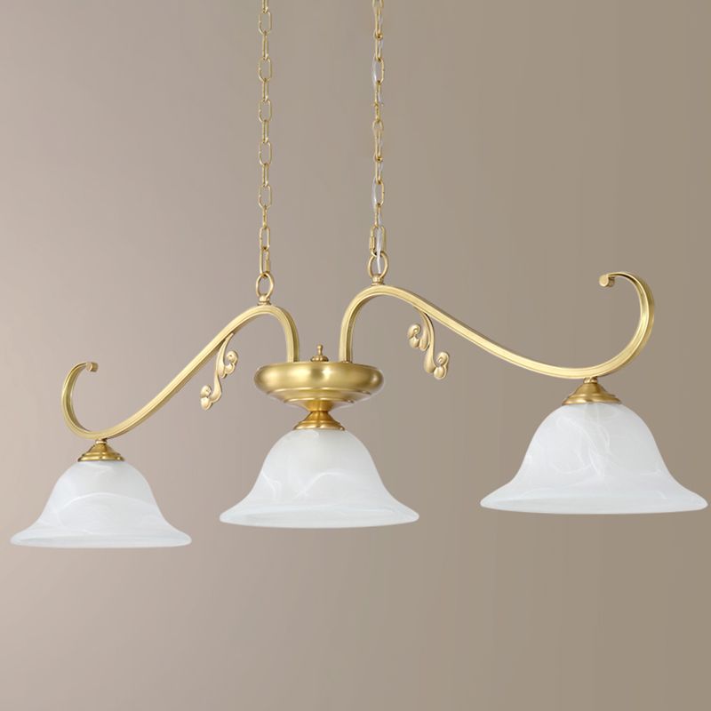 Isola contemporanea illuminazione vetro a campana 3 luce dell'isola luce in oro