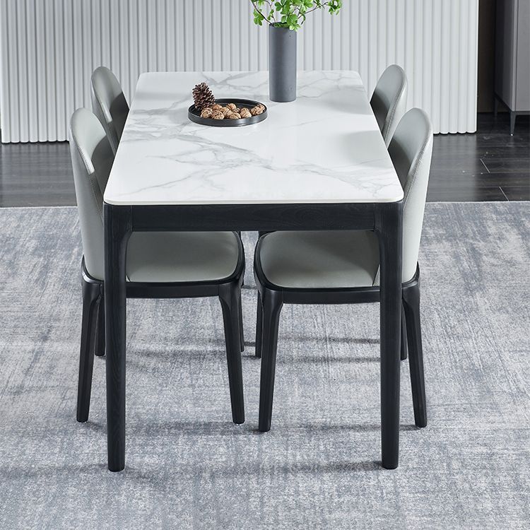 Minimalist Style Dining Table Set with Rectangle Shape Table and Padded Chairs