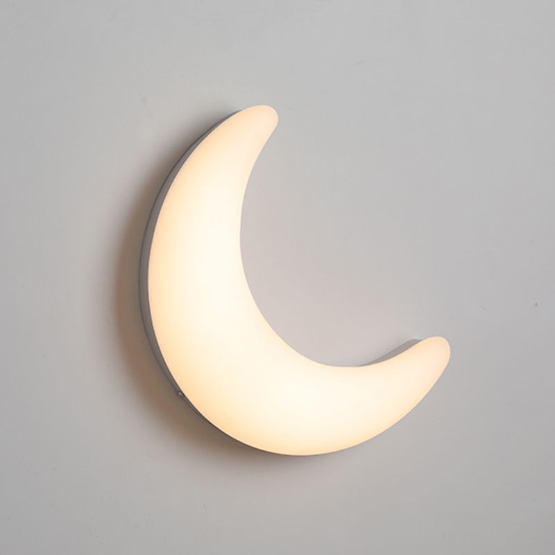 Moon Shape Wall Lamp 1-Light LED Wall Mount Lamp with Plastic Shade for Bedroom