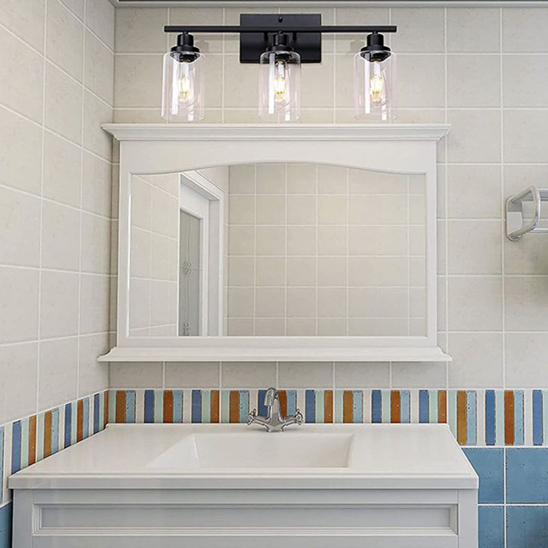 3 Lights Sconce Light Fixture Industrial Sconce Lamp in Black for Washroom