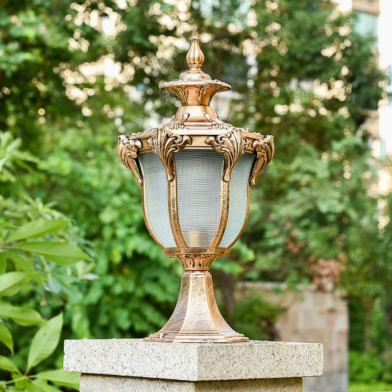 Drum Shape Metal Waterproof Pillar Lamp Modern Style 1-Light Outdoor Light