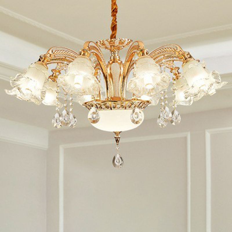Ruffed hangend licht overgangs met kroonluchter van berijmden plafond voor woonkamer